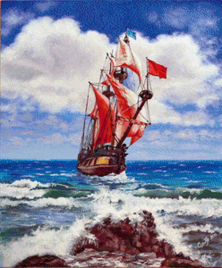 алые паруса - море, корабль - предпросмотр