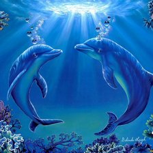 Схема вышивки «Дельфины»