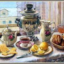 Схема вышивки «у самовара...»