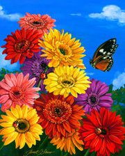 Схема вышивки «цветы и бабочка»