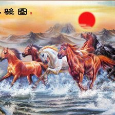 Схема вышивки «лошади у моря»