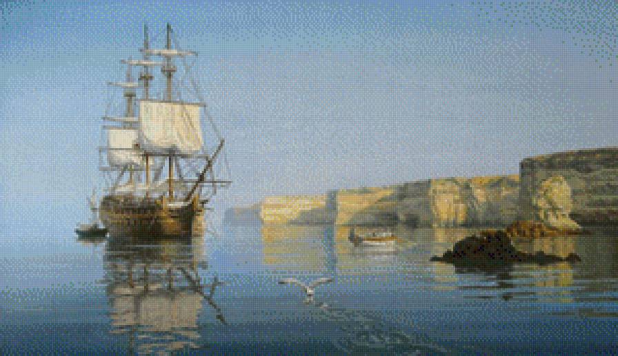 вход корабля в порт - берег, корабль, море, порт - предпросмотр