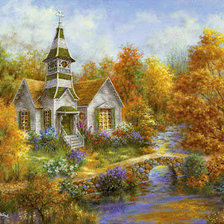 Схема вышивки «Церковь у пруда»