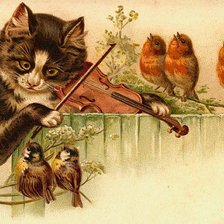 Схема вышивки «Кот-аккомпаниатор»