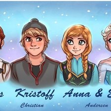 Схема вышивки «Анна, Эльза, Кристоф, Ханс»