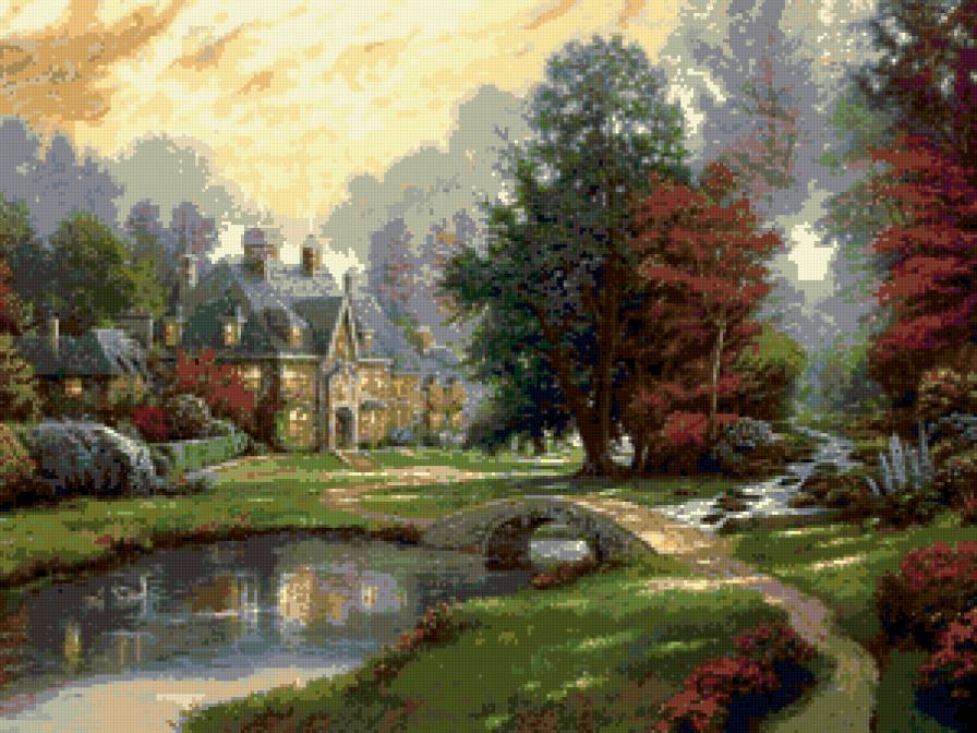 сказочный пейзаж - природа, дом, лес - предпросмотр