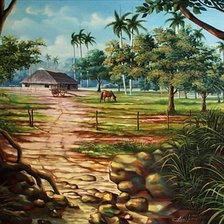 Схема вышивки «индонезийская деревня»