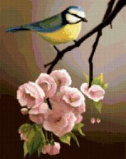 Схема вышивки «сакура и синица»