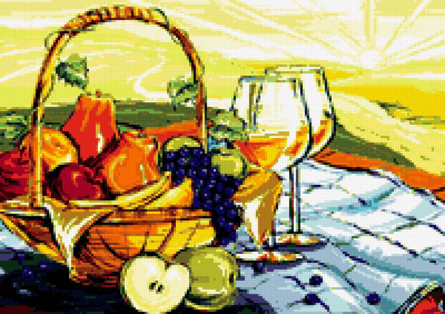 Натюрморт - кухня, фрукты, натюрморт, картина - предпросмотр