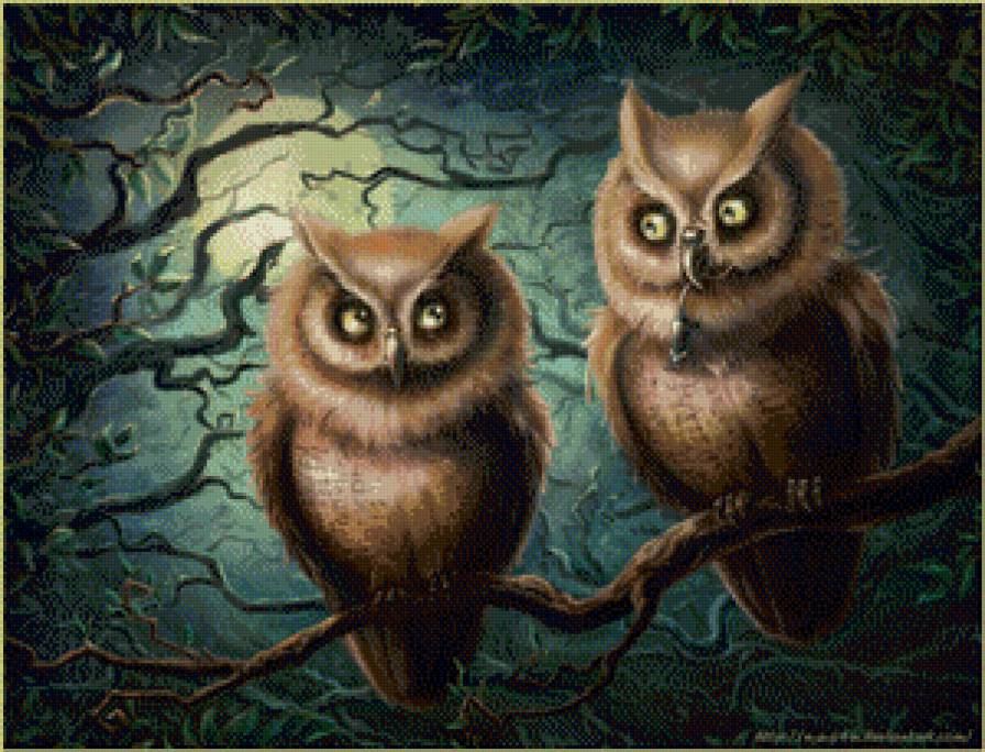 Совы - дерево, птицы - предпросмотр