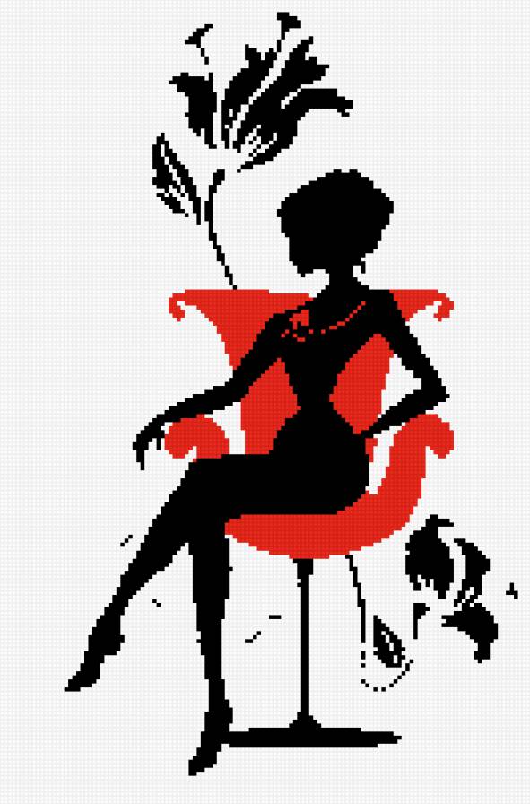 дама - монохром, дама - предпросмотр