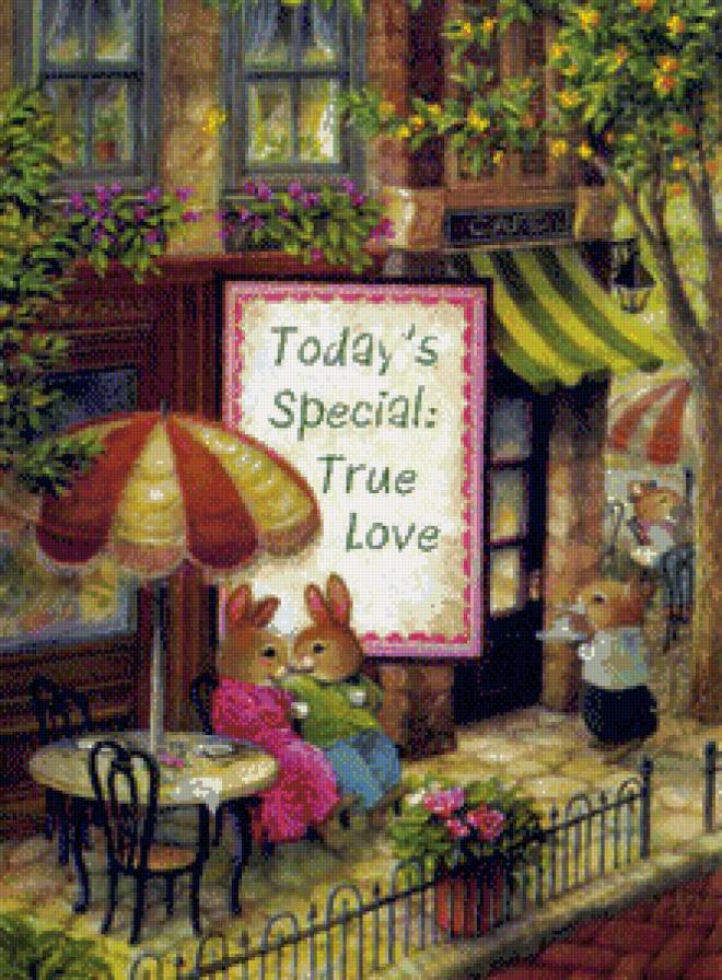 Поход в кафе - открытка, кролики, сказка, открытки - предпросмотр