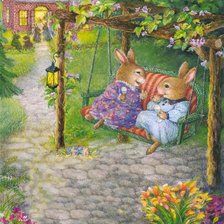 Схема вышивки «Подружки на качелях»