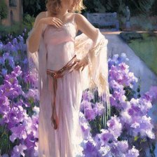 Схема вышивки «Девушка в ирисах»