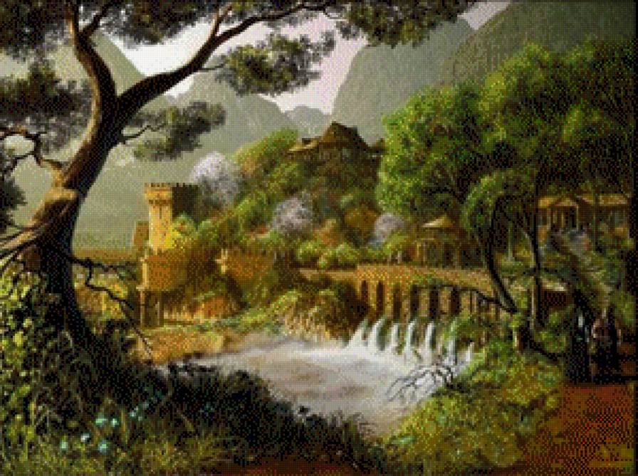 монастырь в горах - пейзаж - предпросмотр