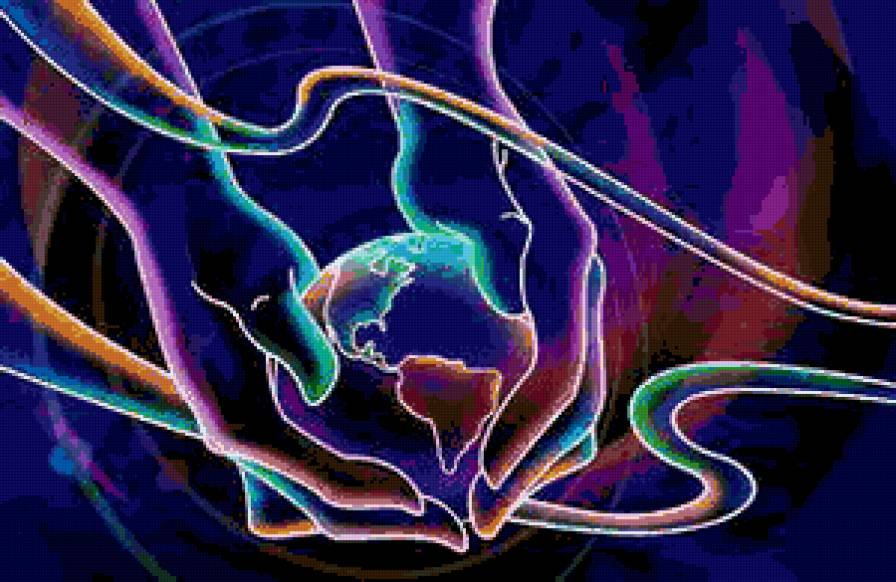 мир в ладонях - картина - предпросмотр