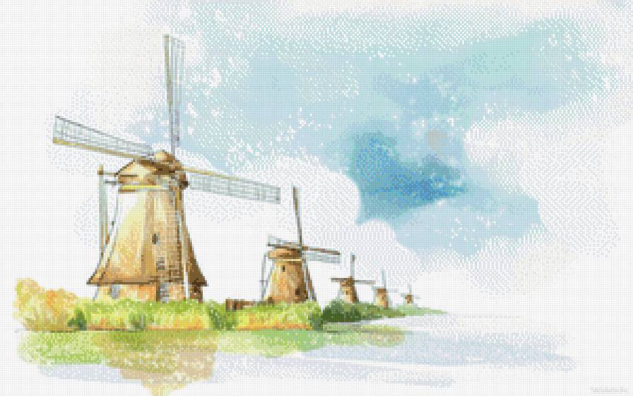 Мельницы - пейзаж, мельница - предпросмотр