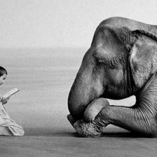 Схема вышивки «Мальчик читает слону»