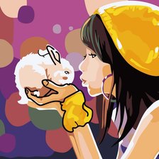 Схема вышивки «Девочка и кролик»