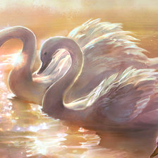 Схема вышивки «лебеди в закатных лучах»