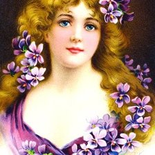 Схема вышивки «Девушка с фиалками»