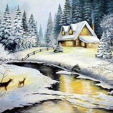 Схема вышивки «зимний пейзаж»