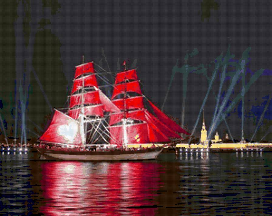 алые паруса - ночь, корабль - предпросмотр