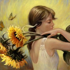 Схема вышивки «девушка с подсолнухами»