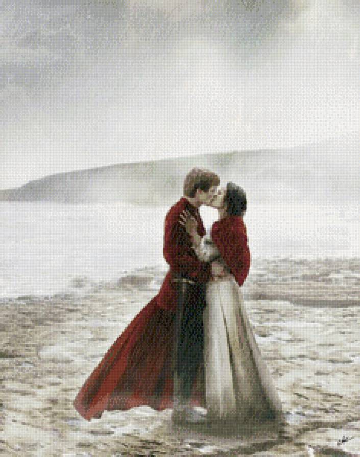 На берегу - мужчина, пара, поцелуй, женщина - предпросмотр