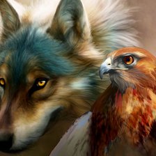 Схема вышивки «волк и сокол»