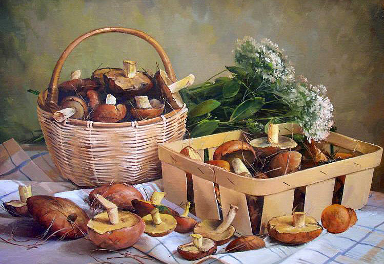 Лесной урожай - натюрморт, грибы - оригинал