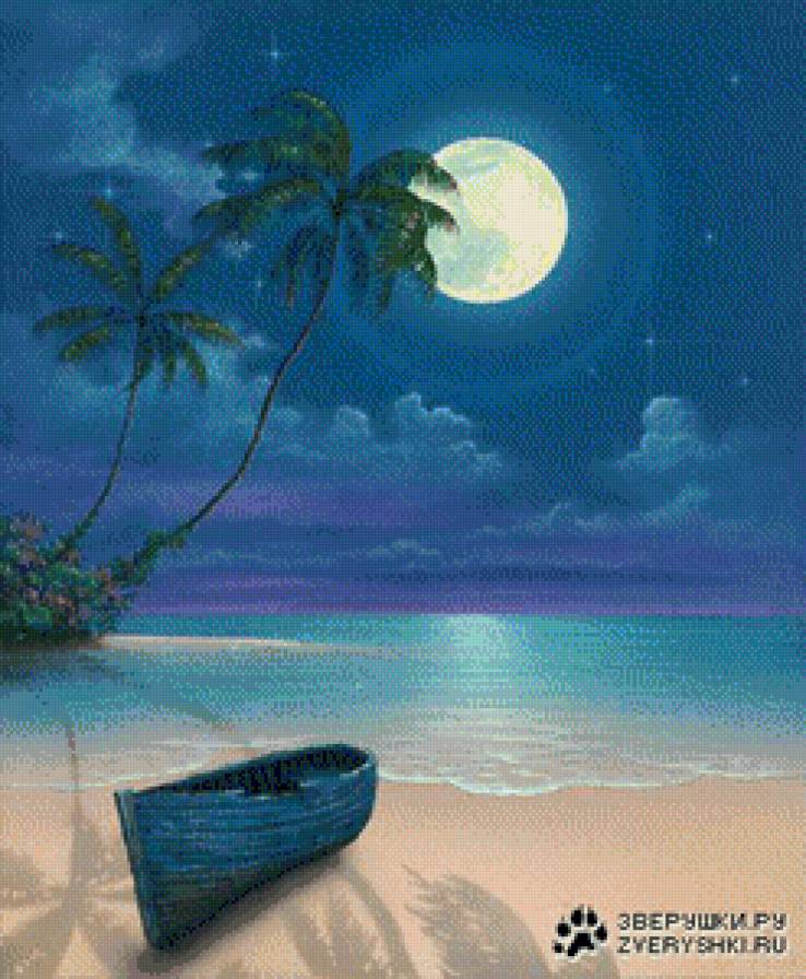 Карибская ночь. - море, ночь, тропики - предпросмотр