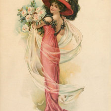 Схема вышивки «винтажная леди»