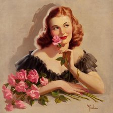 Схема вышивки «Девушка с букетом»