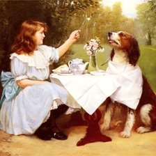 Схема вышивки «девочка с собакой»