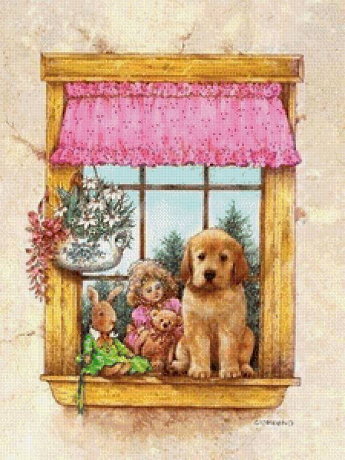 №636211 - игрушки, щенок, окно - предпросмотр