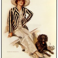 Схема вышивки «дама с пуделем»