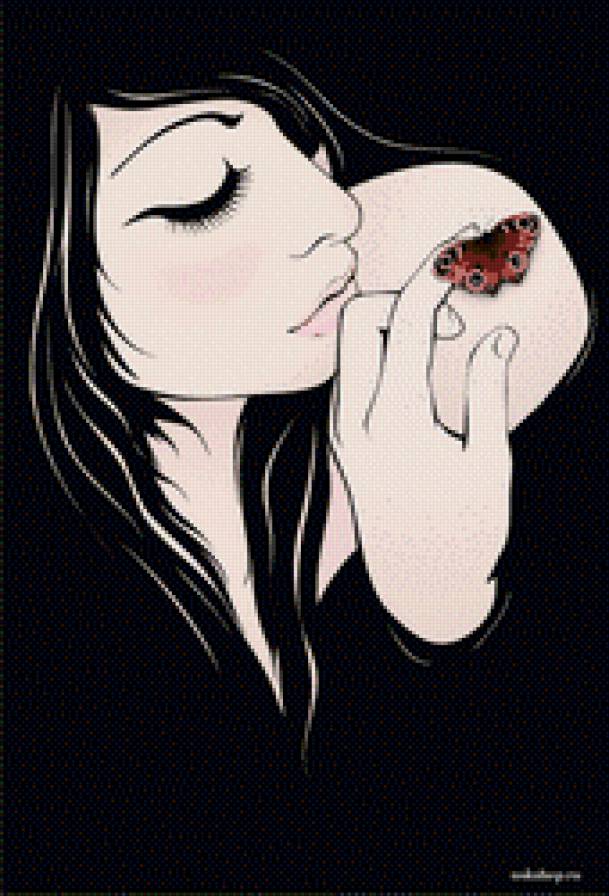 Девушка с бабочкой - бабочка, девушка - предпросмотр