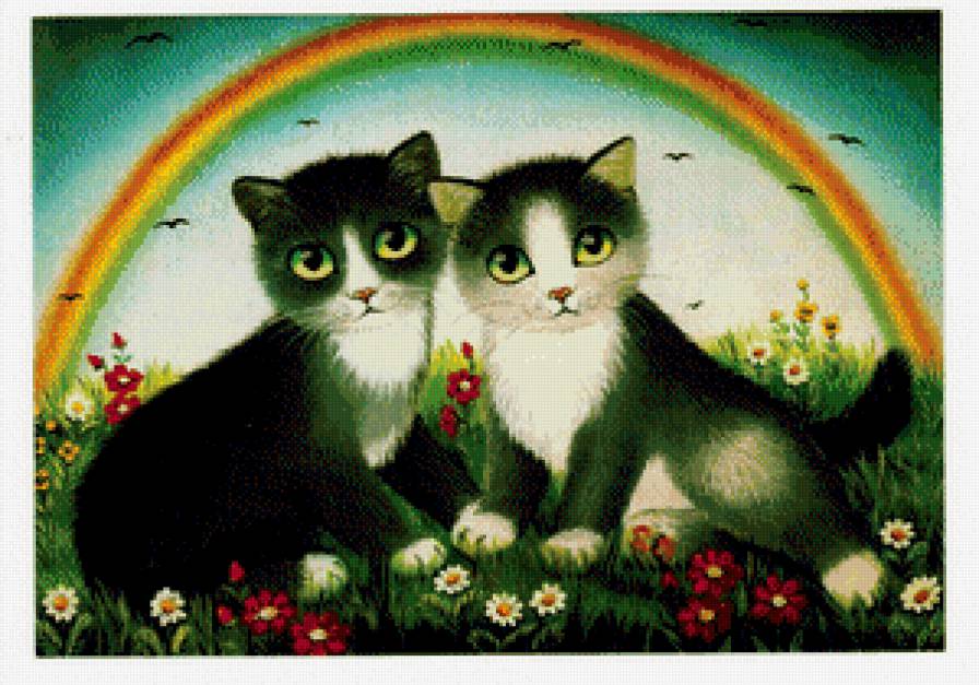 Котики - кошки, животные, цветы - предпросмотр