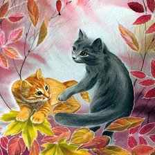 Схема вышивки «Осенние коты»