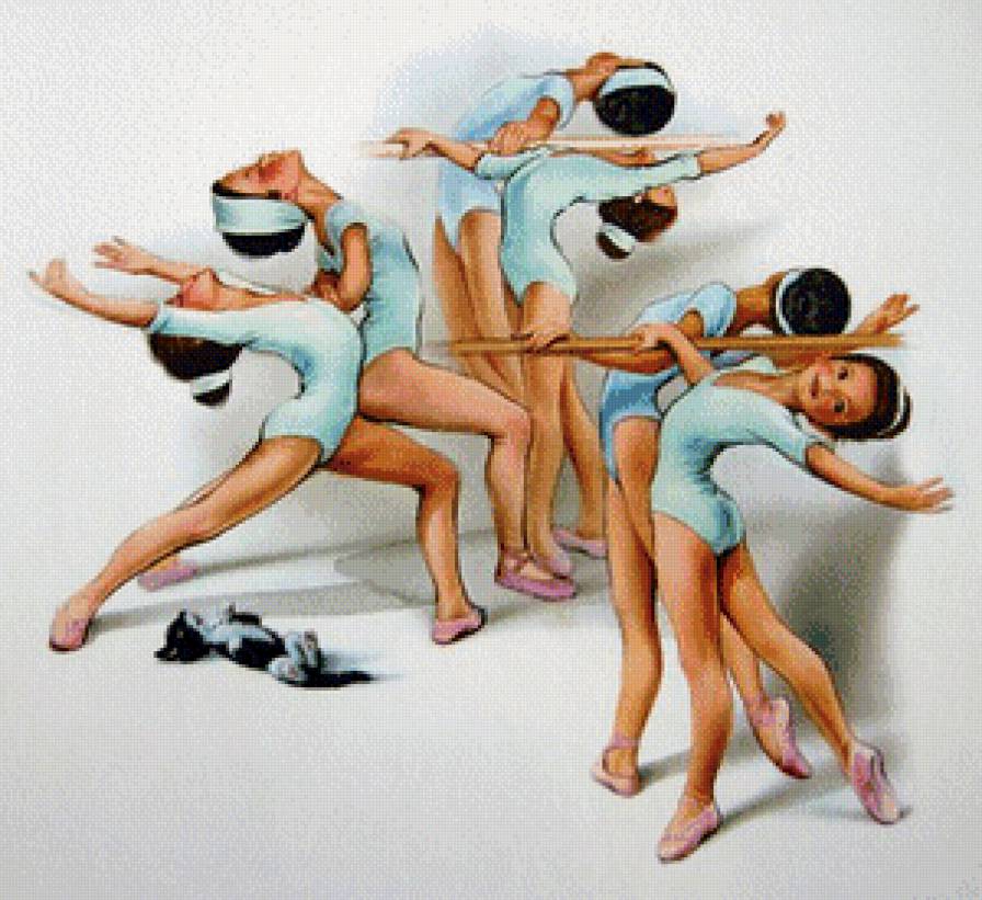 Балет с котенком - животные, девочки, кот, балет - предпросмотр