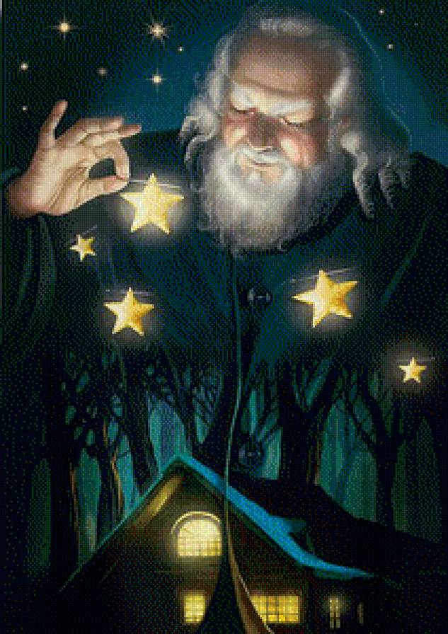 Ночные чудеса - домик, маг, ночь - предпросмотр