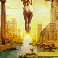 Схема вышивки «Рука Дали похищает золотое руно, имеющее форму облака, чтобы пок»