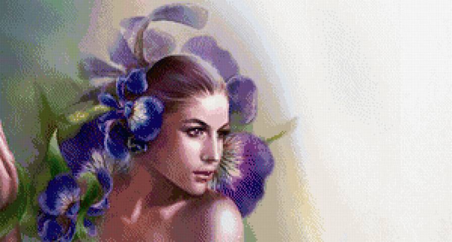 ирисы - цветы ирисы девушка - предпросмотр