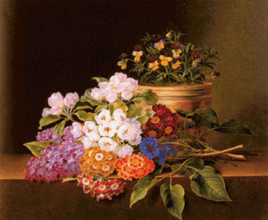 натюрморт с цветами - натюрморт, цветы, живопись, букет, картина - предпросмотр