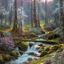 Схема вышивки «ручей в лесу»