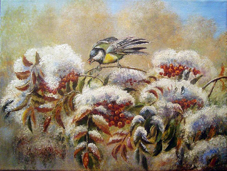 рябина под снегом - картина - оригинал