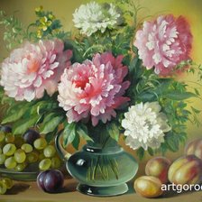 Схема вышивки «натюрморт с пионами»