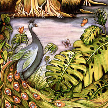 Схема вышивки «павлин»