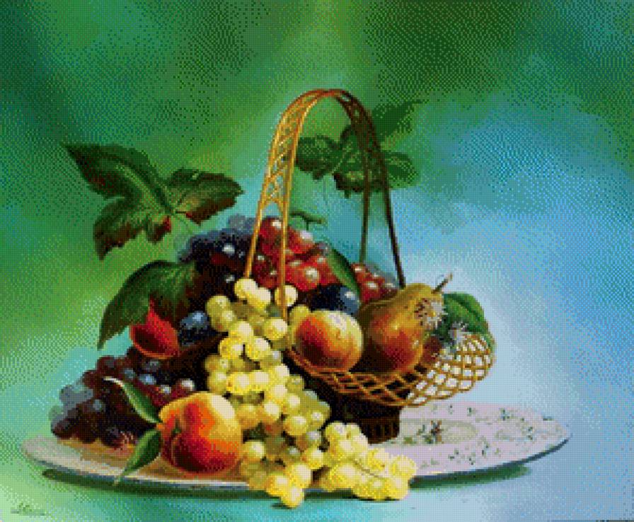 серия "кухня" - корзина.фрукты.виноград - предпросмотр